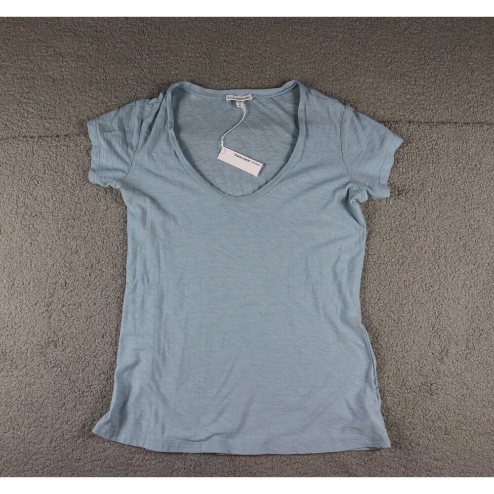 New Standard James Perse Shirt Womens M Blue Cotton Slub Scoop Neck